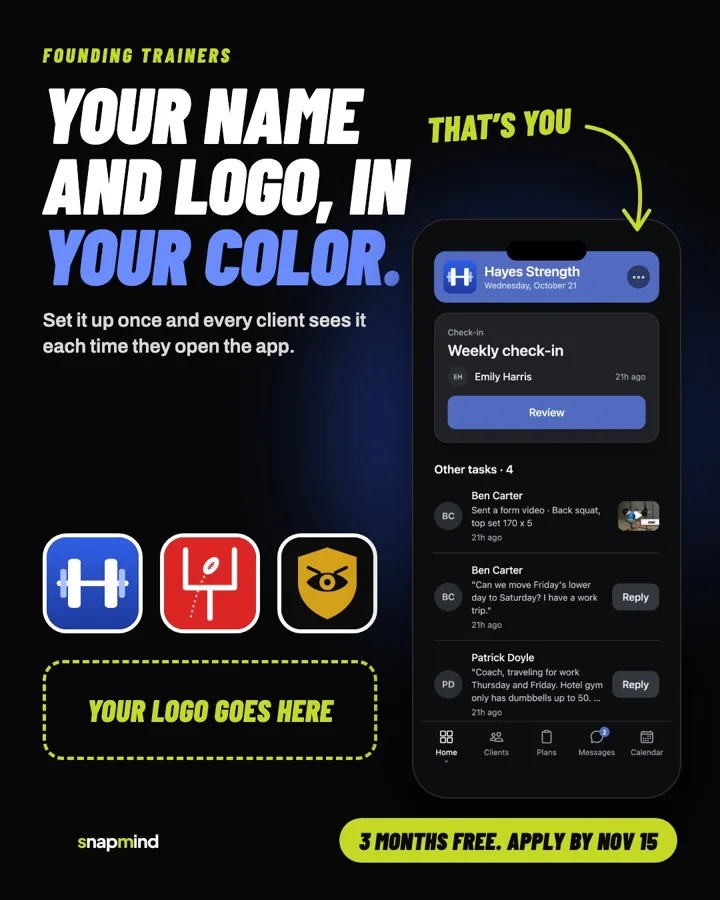 Your name and logo in your color, shown on a client's phone