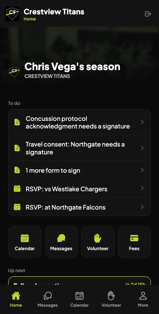 A parent's home screen